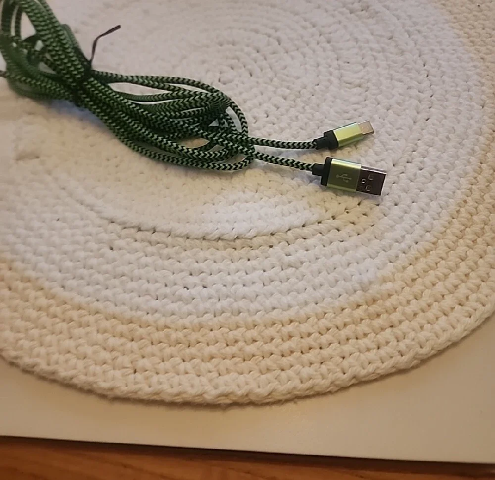 Braided Green USB-C to USB-A Charging Cable 8'